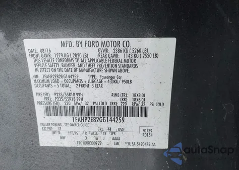 2016 Ford Taurus Sel z USA, uszkodzony, nr VIN 1FAHP2E82GG144259